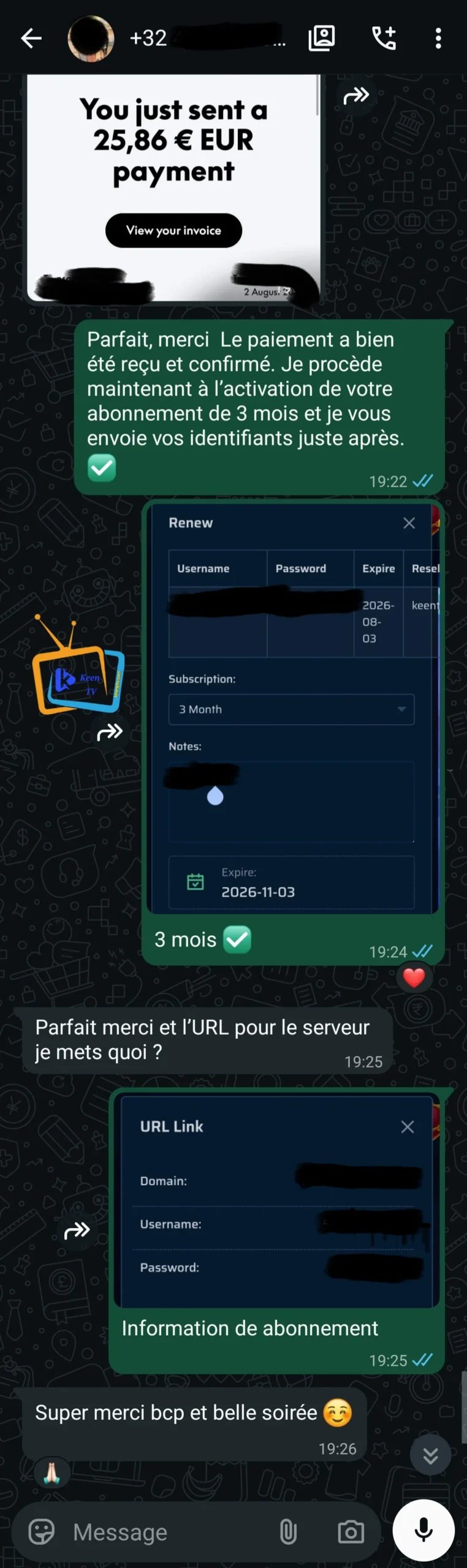 Conversación de WhatsApp con un cliente